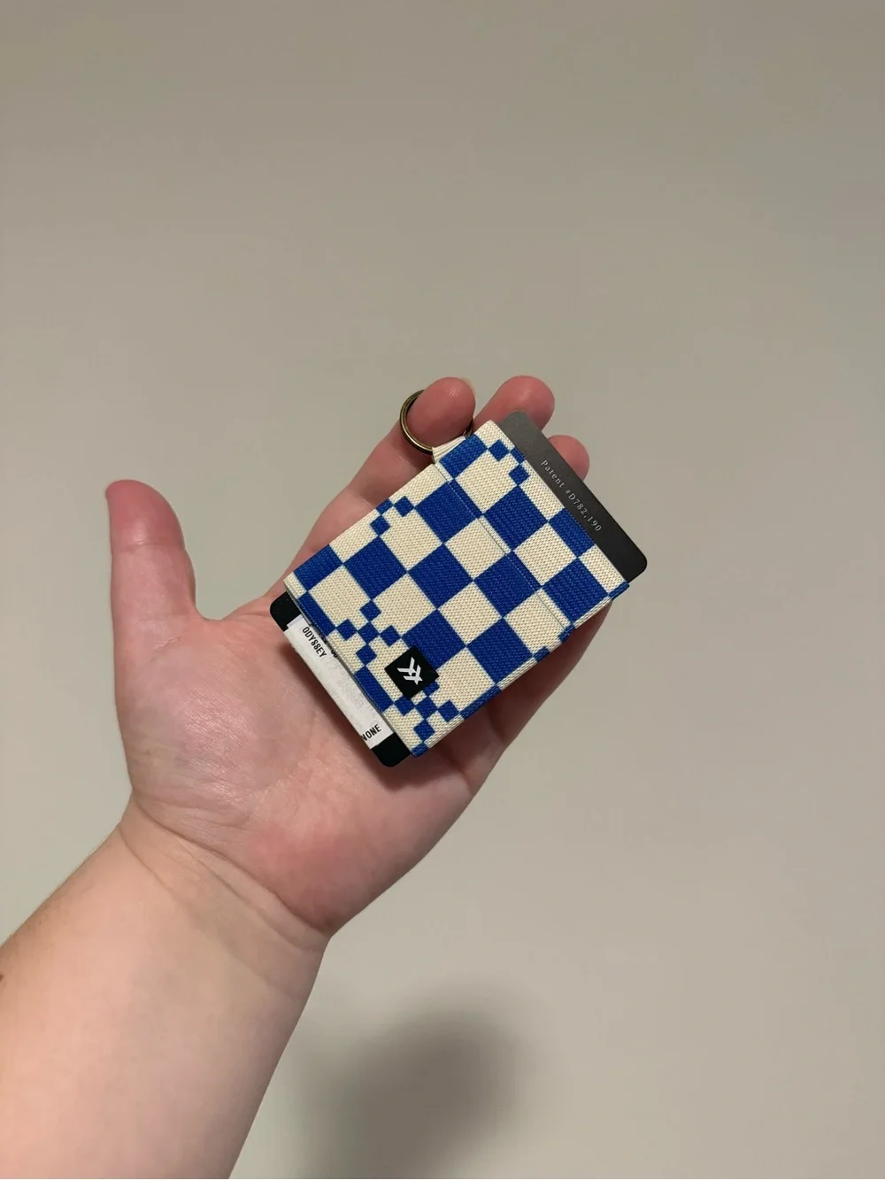 Thread Blue Gingham Elastic Wallet Card Holder